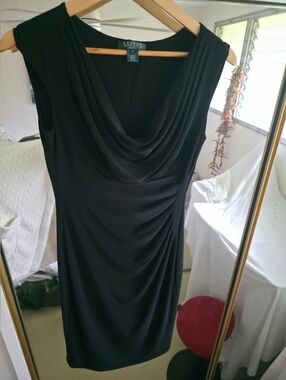 Lauren Ralph Lauren Black Sleeveless Cowl Midi Dress